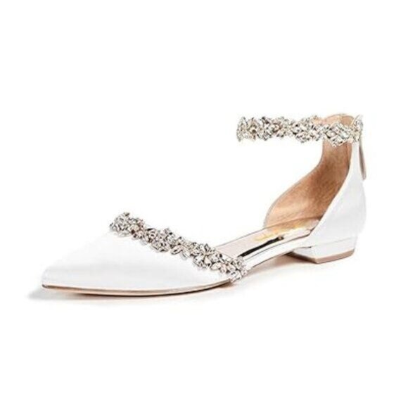 XYD White Women Classic Pointed Toe D'Orsay Wedding Flat Sandals Sparkly - Picture 1 of 8